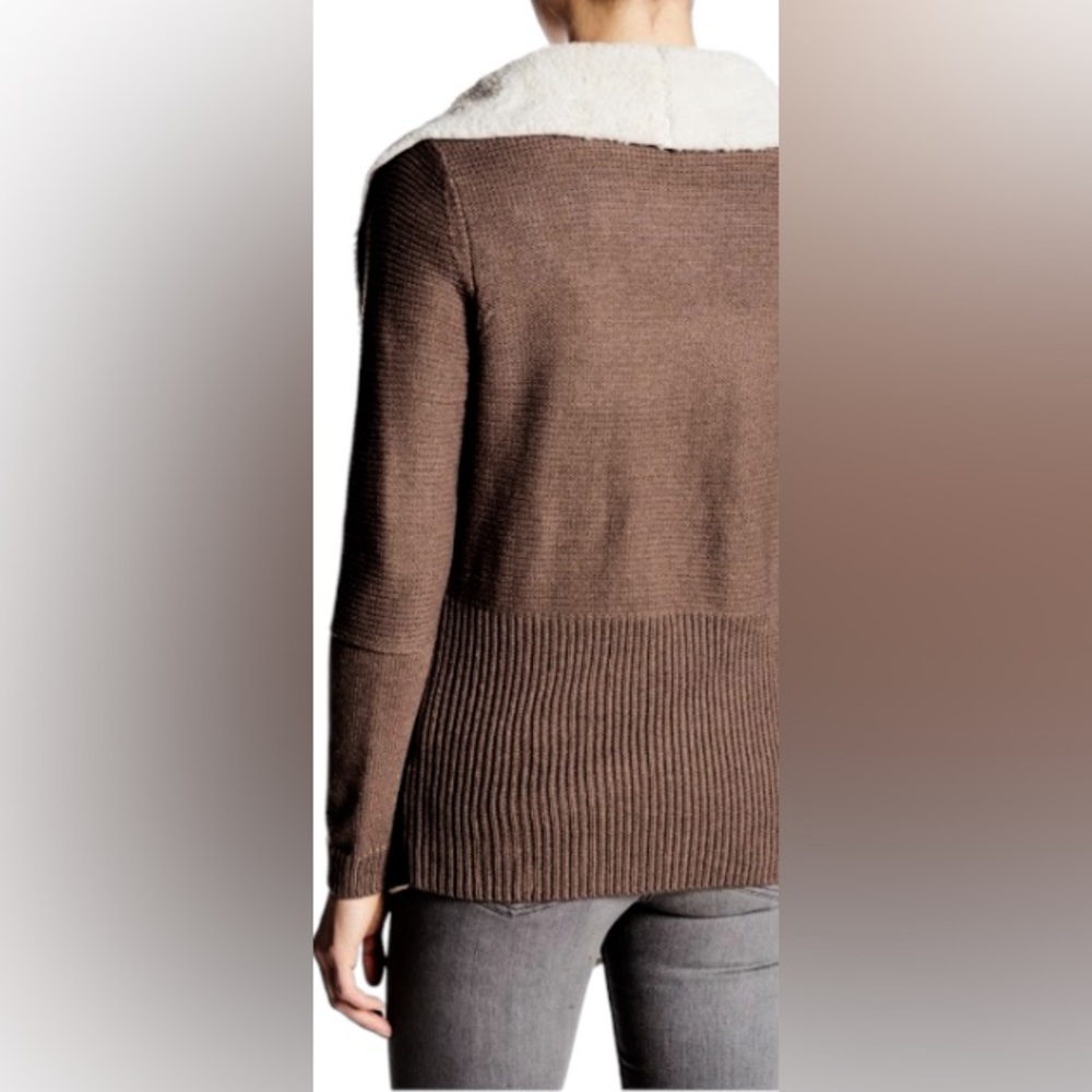 Grace Elements Brown Sweater Jacket Small Sherpa … - image 5